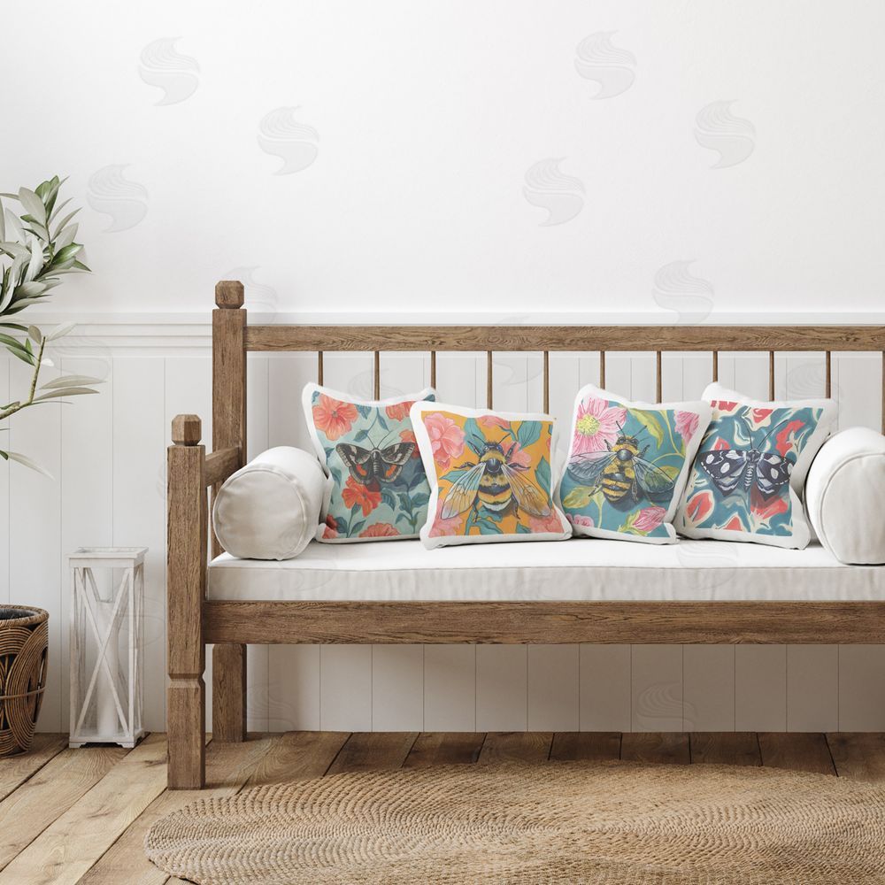 Kate Jarvik Birch Insects on Flower Patterns Printed Throw Pillow in Room