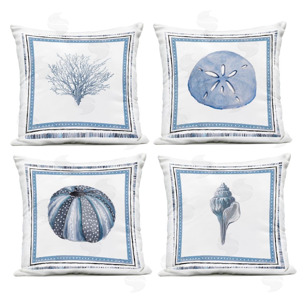 Lanie Loreth Teal Coastal Borders Outdoor Printed Throw Pillow
