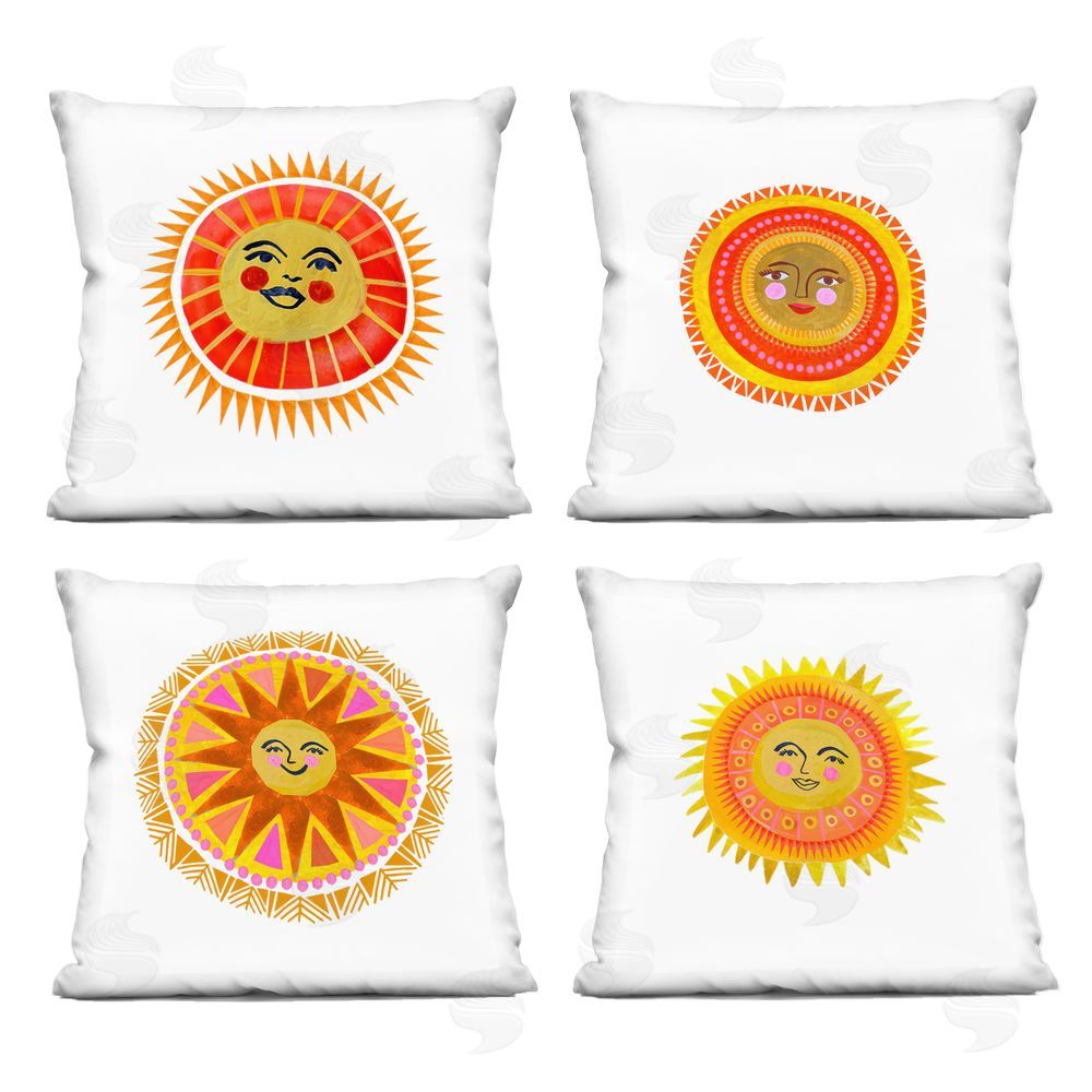 Katherine Herrell Studio Warm Happy Suns Square Printed Throw Pillow