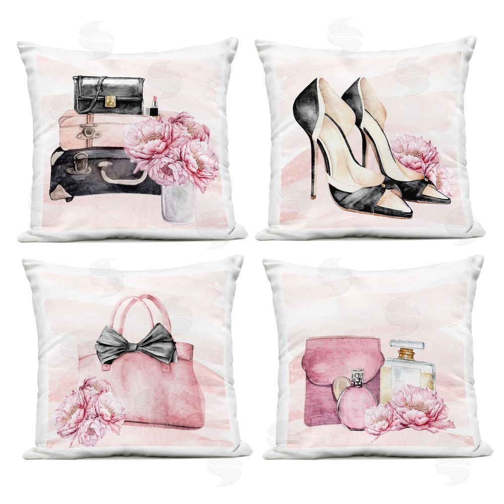 Kim Allen Rosy Glam Time Outdoor Quick-Dry Polyester Square Throw Pillow