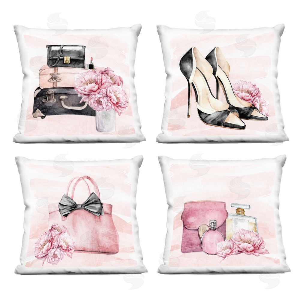 Kim Allen Rosy Glam Time Indoor Plush Polyester Square Throw Pillow