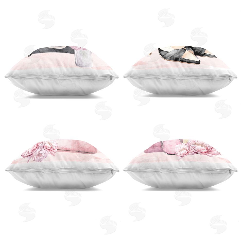Kim Allen Rosy Glam Time Indoor Plush Polyester Square Throw Pillow Zipper Detail