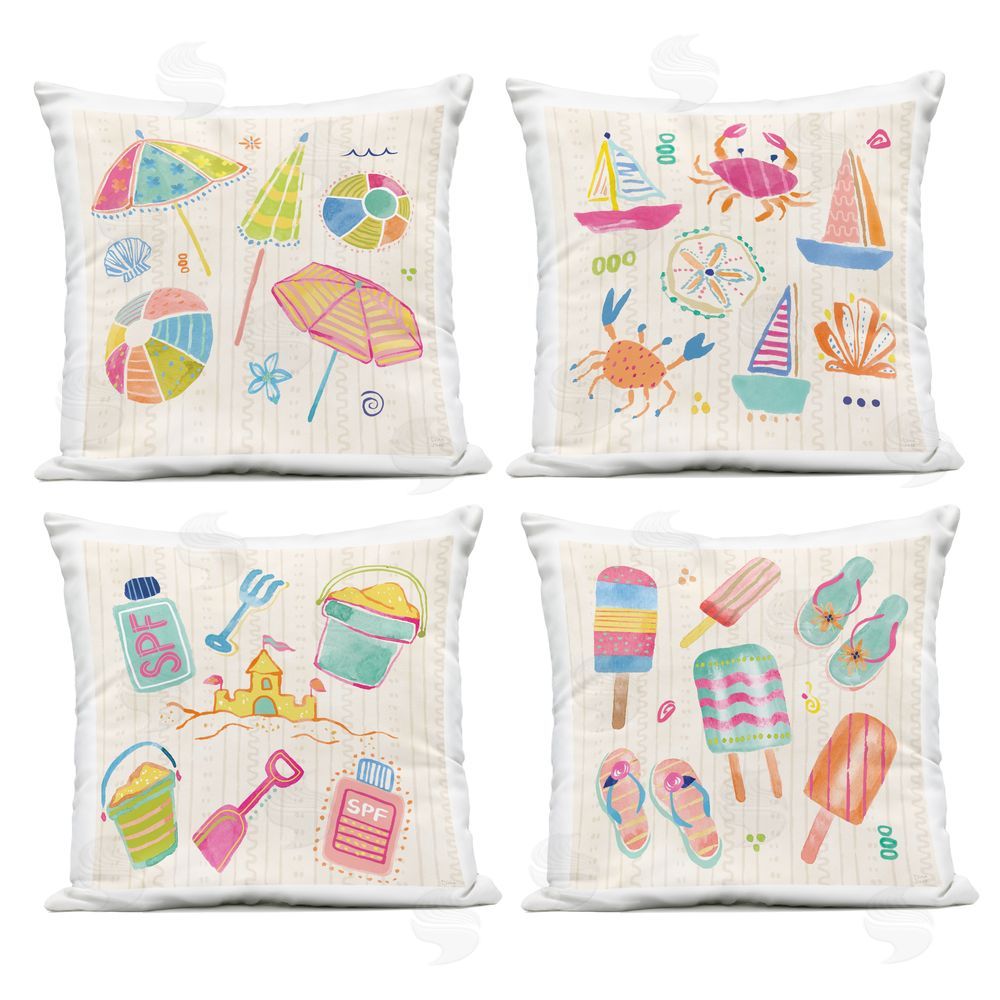 Dina June Beach & Boats Collection Outdoor Square Printed Throw Pillow