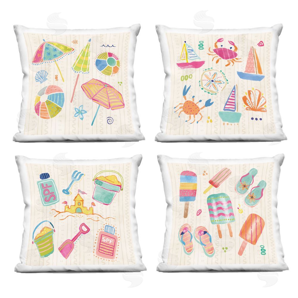 Dina June Beach & Boats Collection Square Printed Throw Pillow