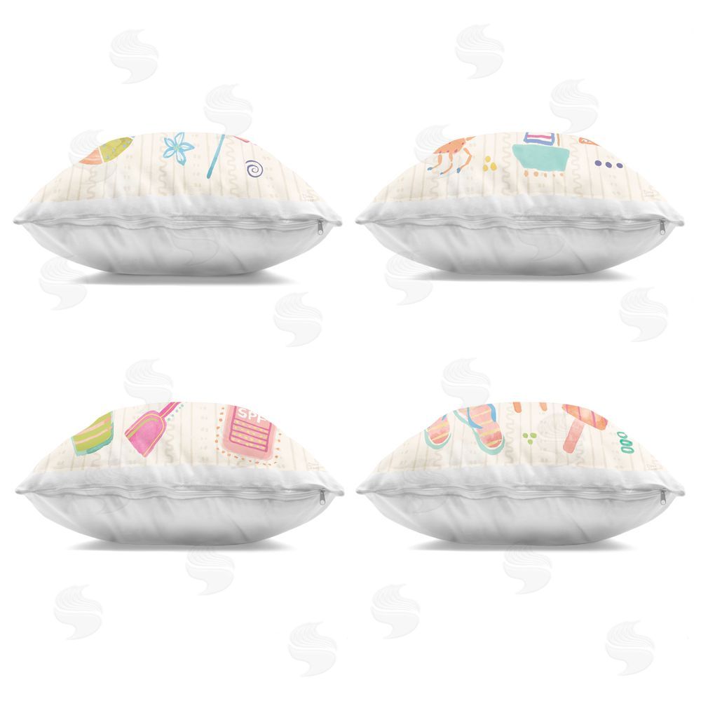 Dina June Beach & Boats Collection Square Printed Throw Pillow Side View with Zipper Detail