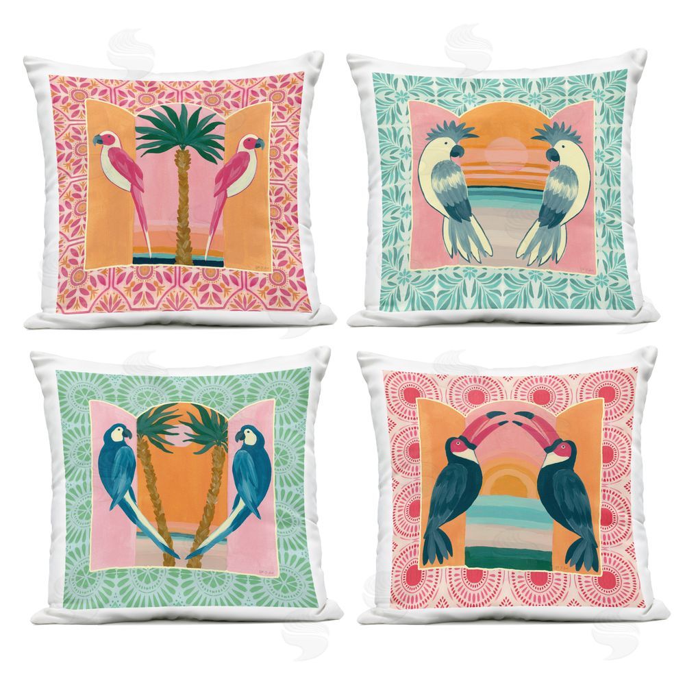 Yvette St. Amant Patterned Twin Bird Symmetry Outdoor Quick-Dry Polyester Square Throw Pillow