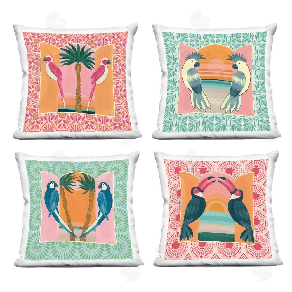 Yvette St. Amant Patterned Twin Bird Symmetry Indoor Plush Polyester Square Throw Pillow
