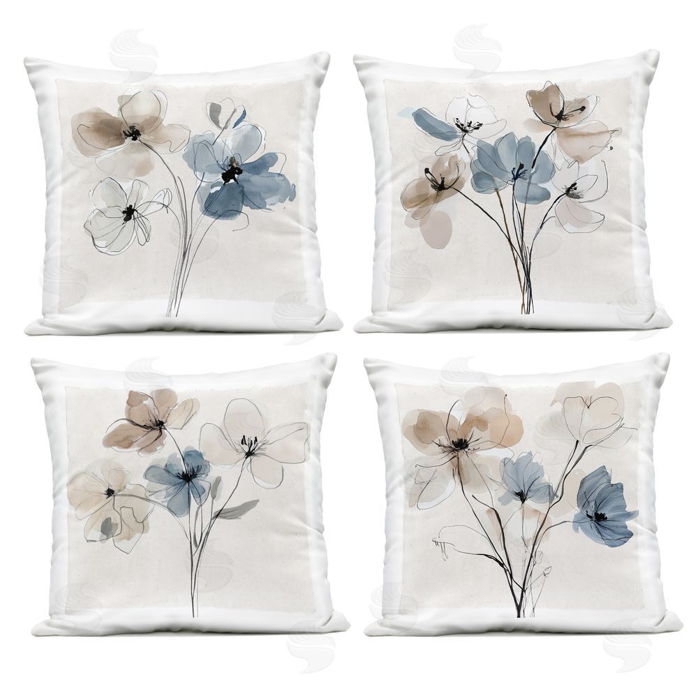 Annabelle Hall Pleasures Reclaimed Soft Floral Studies Outdoor Quick-Dry Polyester Square Throw Pillow