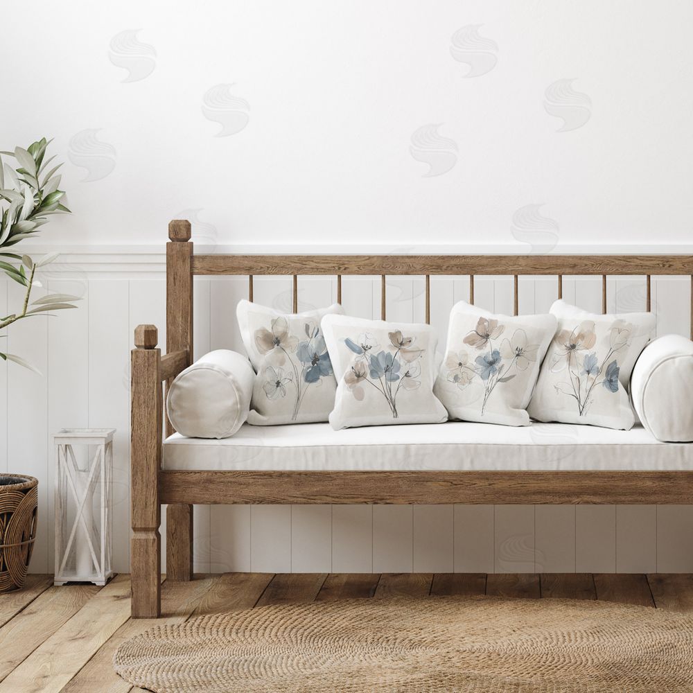 Annabelle Hall Pleasures Reclaimed Soft Floral Studies Plush Polyester Printed Square Pillow Set in Room