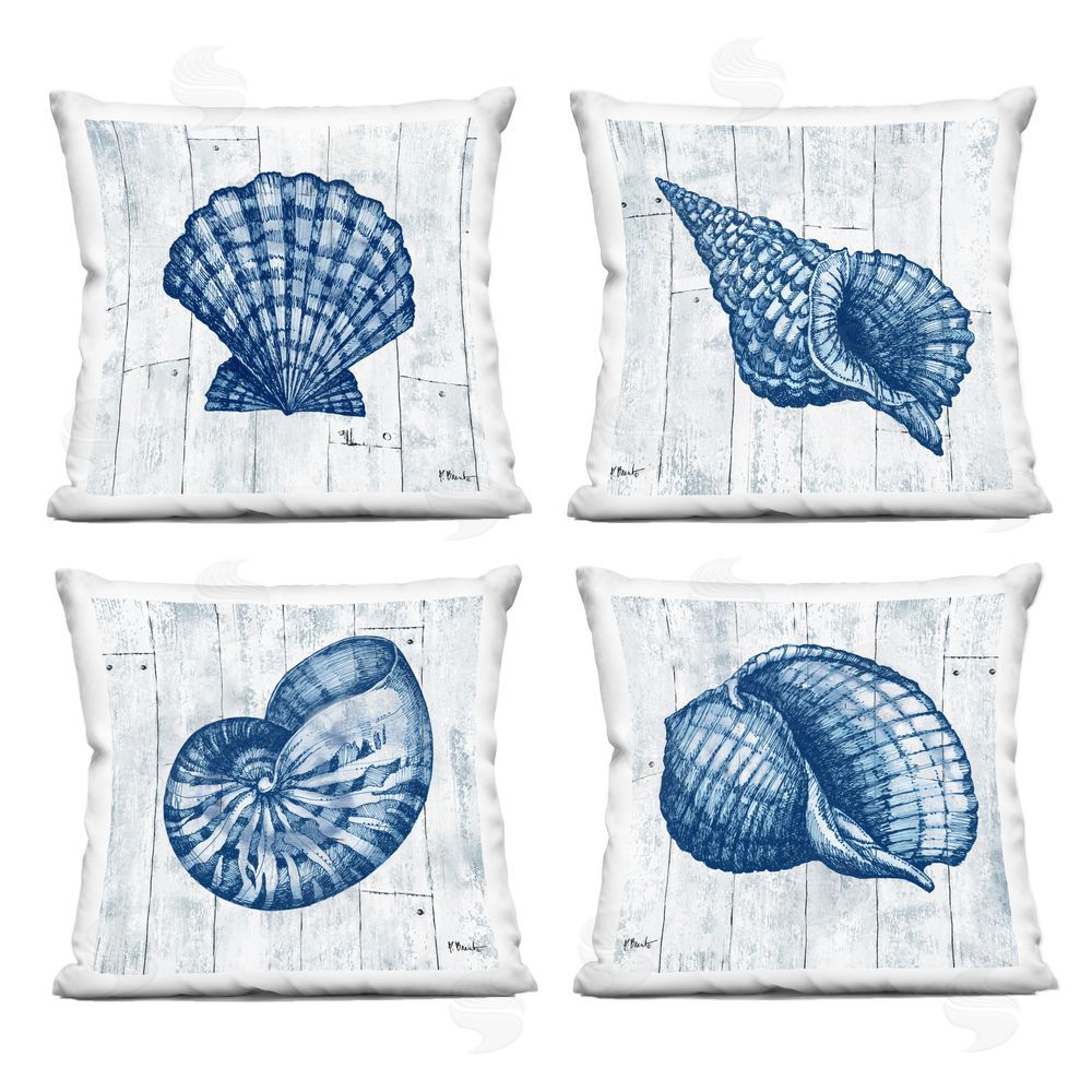 Paul Brent Coastal Timberland Seashells Square Printed Throw Pillow