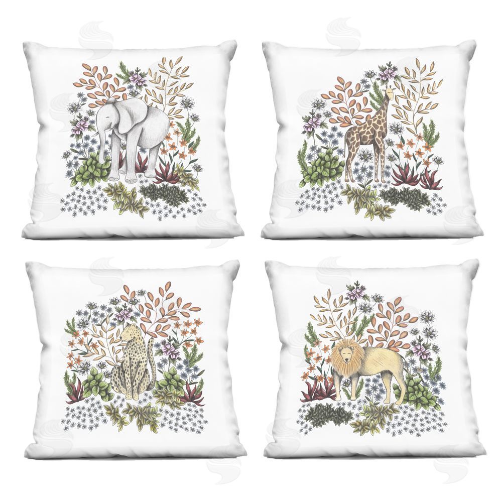Cecilia Battaini Jungle Wildlife & Botanicals Square Printed Throw Pillow