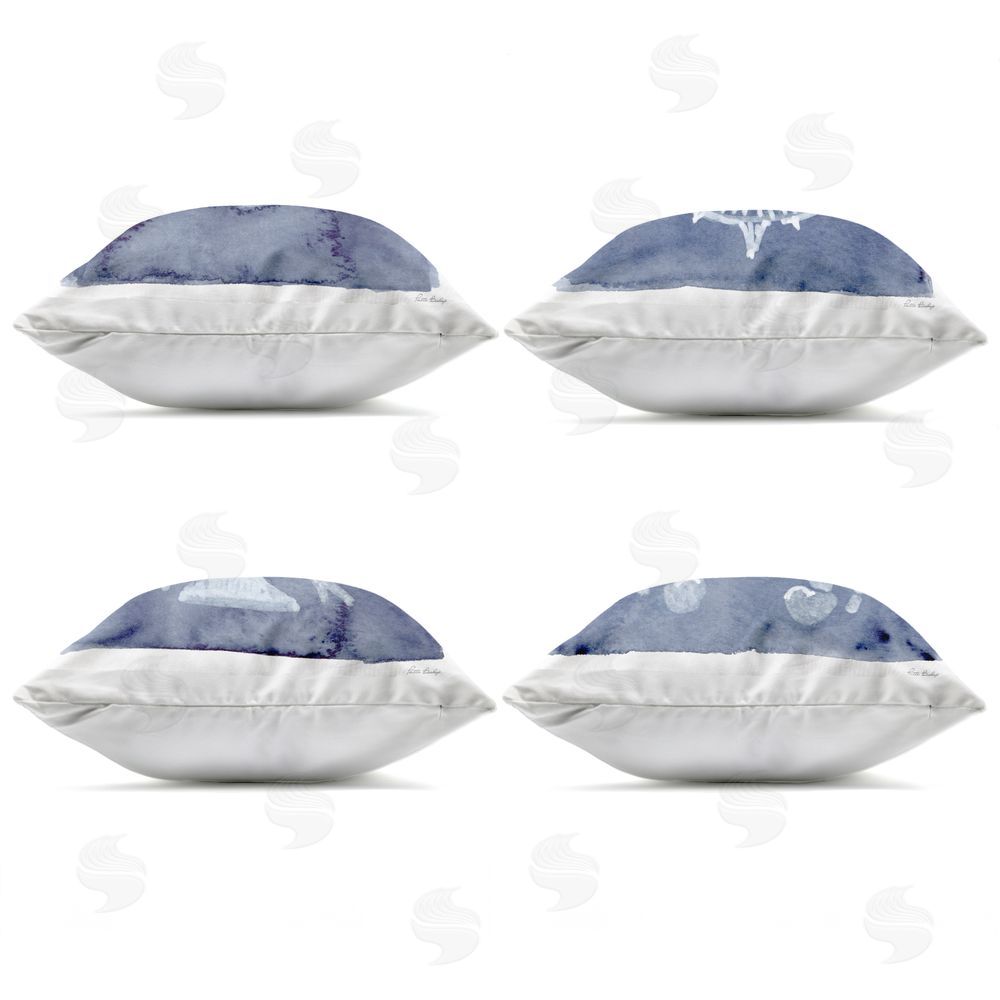 Patti Bishop Aquatic Creatures on Indigo Outdoor Quick-Dry Polyester Square Throw Pillow Zipper Detail