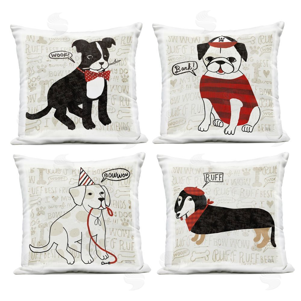 Michael Mullan Puppy Love Best Friends Outdoor Quick-Dry Polyester Square Throw Pillow