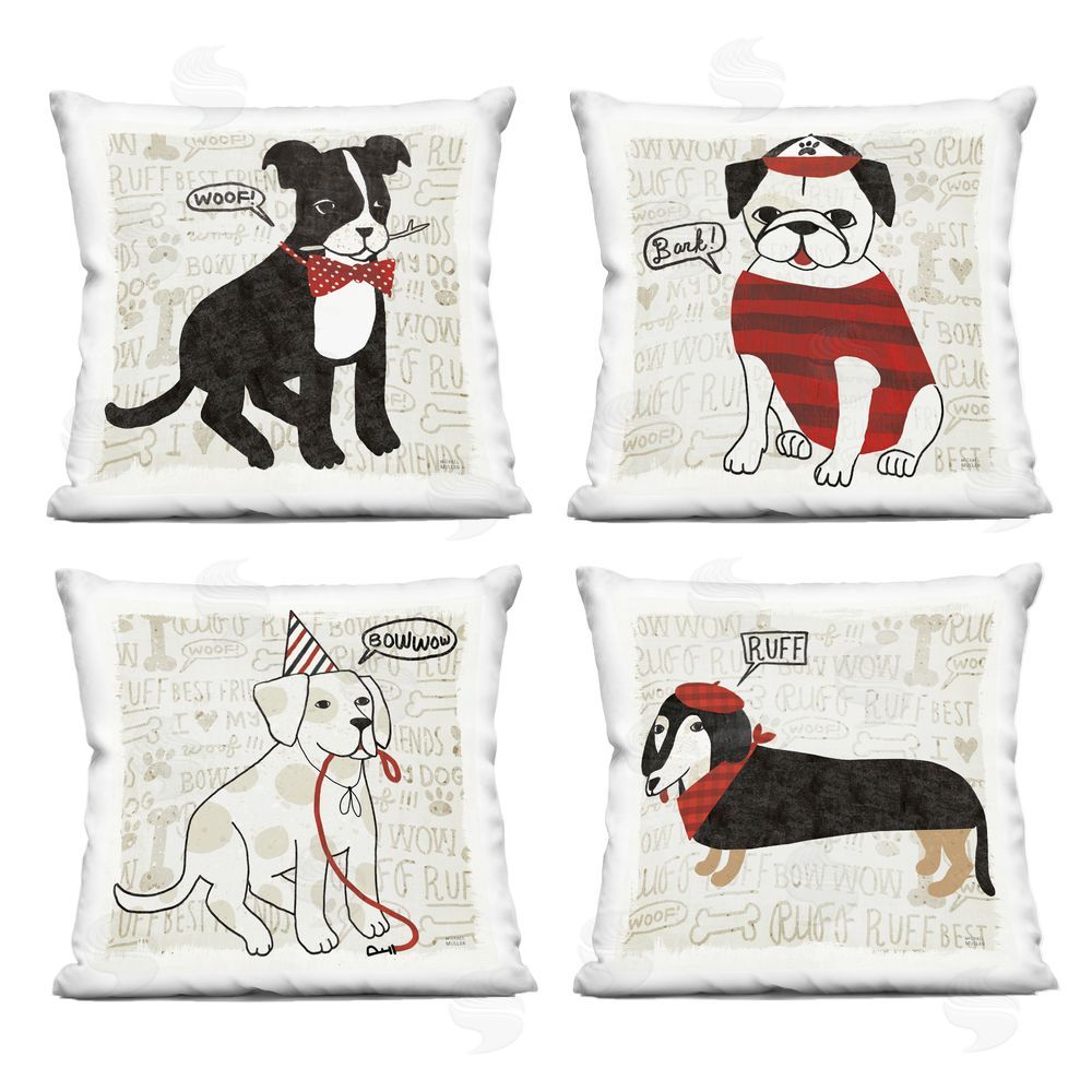 Michael Mullan Puppy Love Best Friends Indoor Plush Polyester Square Throw Pillow