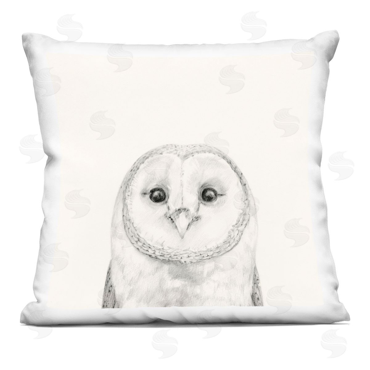 Barn Owl Portrait Soft Grey Illustration Decorative Printed Pillow, Home Decor by Victoria Borges