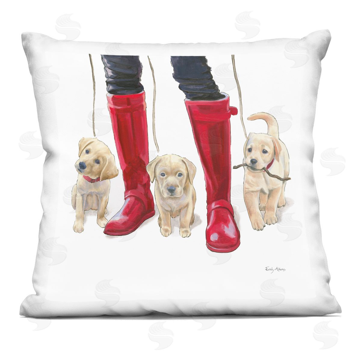 Labrador Puppies Rain Boots Fashion Dogs Decorative Printed Pillow, Home Decor by Emily Adams