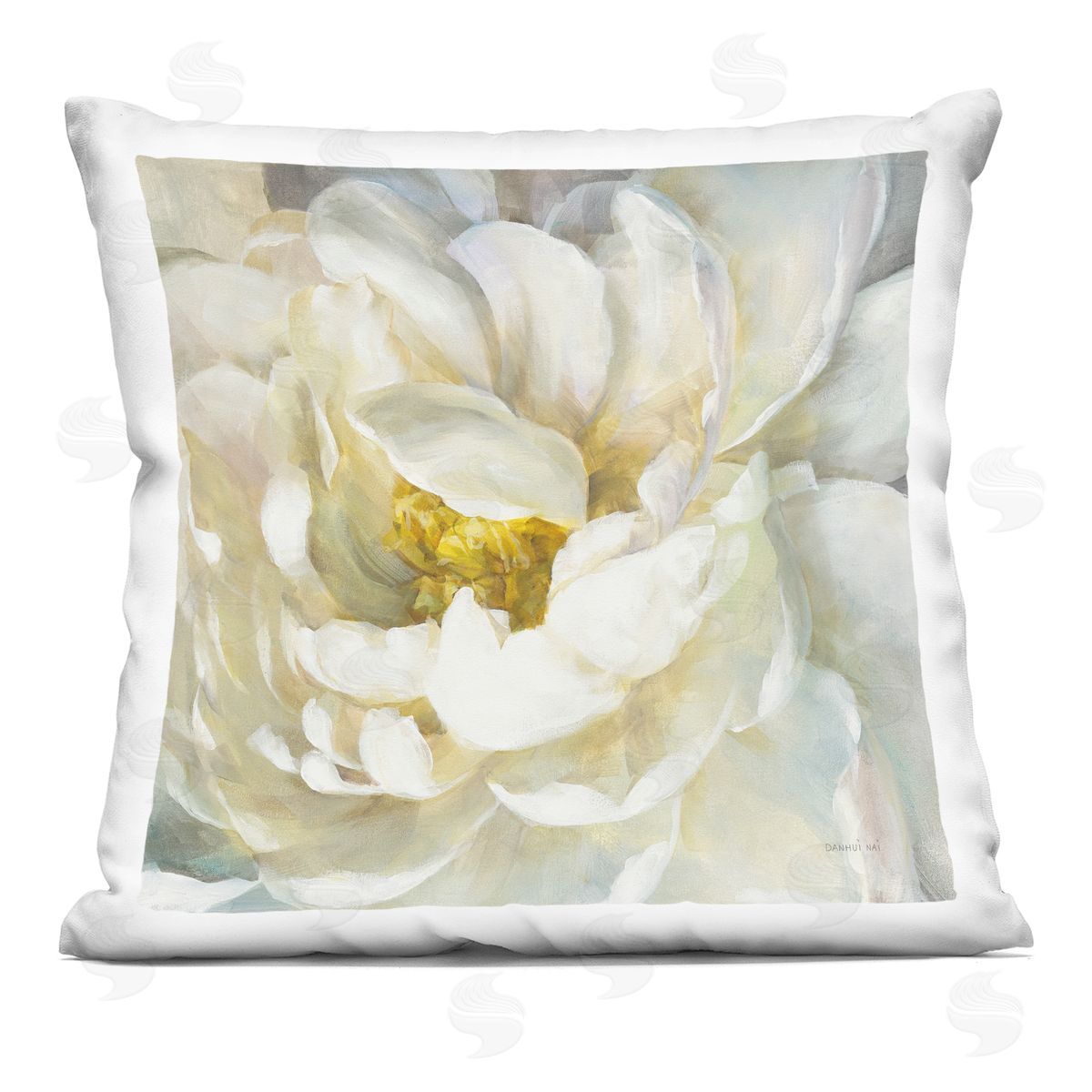 Floral Close-Up Petals Nature Yellow White Painting Decorative Printed Pillow, Home Decor by Danhui Nai