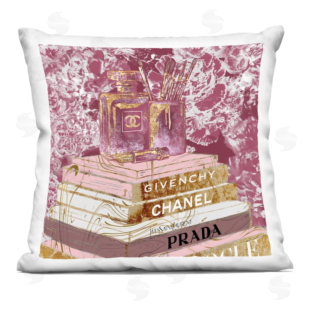 Glam Designer Books Fashion Accessory Glitz Pink Gold Printed Pillow Decorative Printed Pillow, Home Decor by Ziwei Li