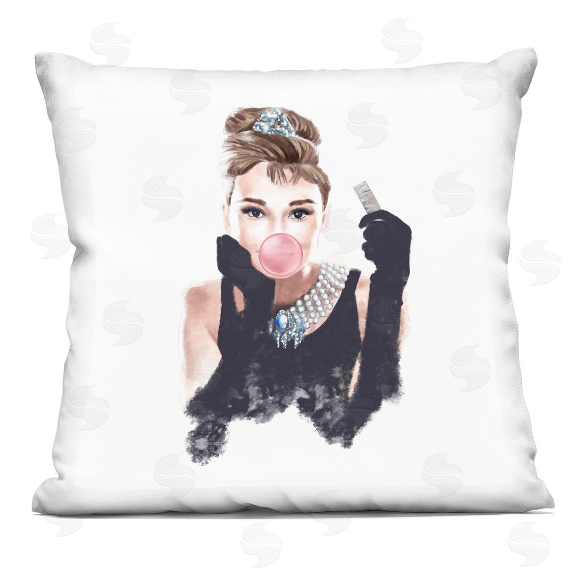 Aubrey Bubblegum Bubble Famous Fashion Icon Portrait Printed Pillow Decorative Printed Pillow, Home Decor by Ziwei Li