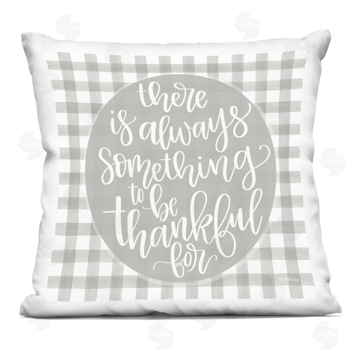 Always Something Thankful For Phrase Grey Plaid Decorative Printed Pillow, Home Decor by Imperfect Dust