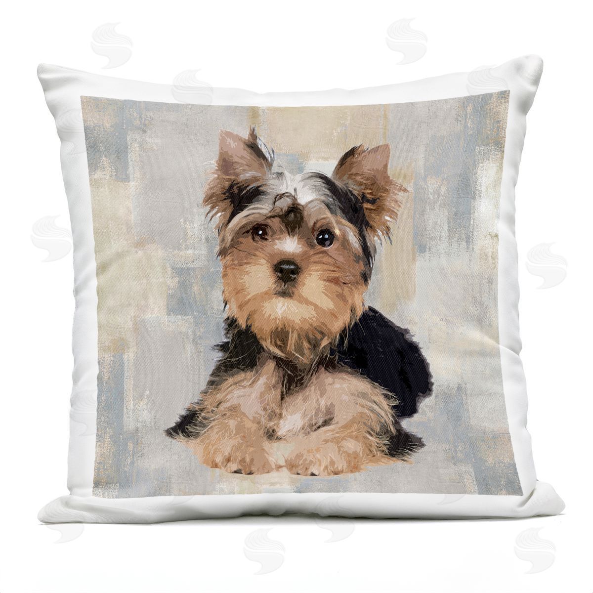 Yorkshire Terrier Dog Neutral Patchwork Pattern Outdoor Printed Pillow, Home Decor by Keri Rodgers