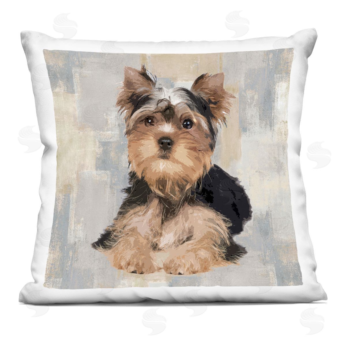 Yorkshire Terrier Dog Neutral Patchwork Pattern Decorative Printed Pillow, Home Decor by Keri Rodgers