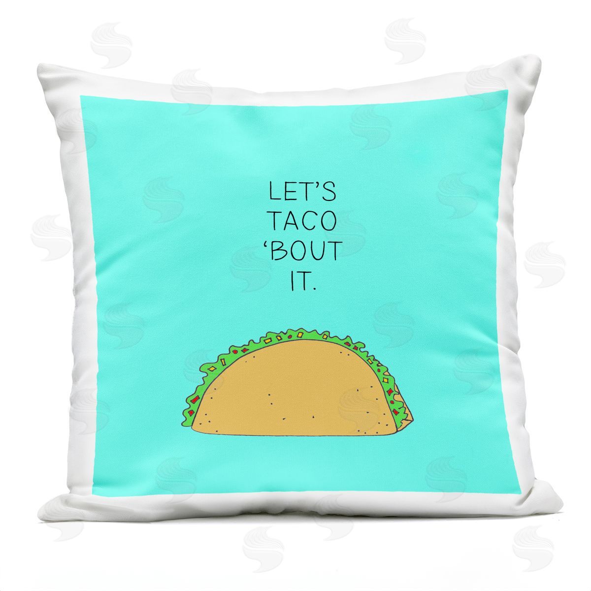 Let's Taco 'Bout It Dinner Food Pun Outdoor Printed Pillow, Home Decor by Natalie Sizemore