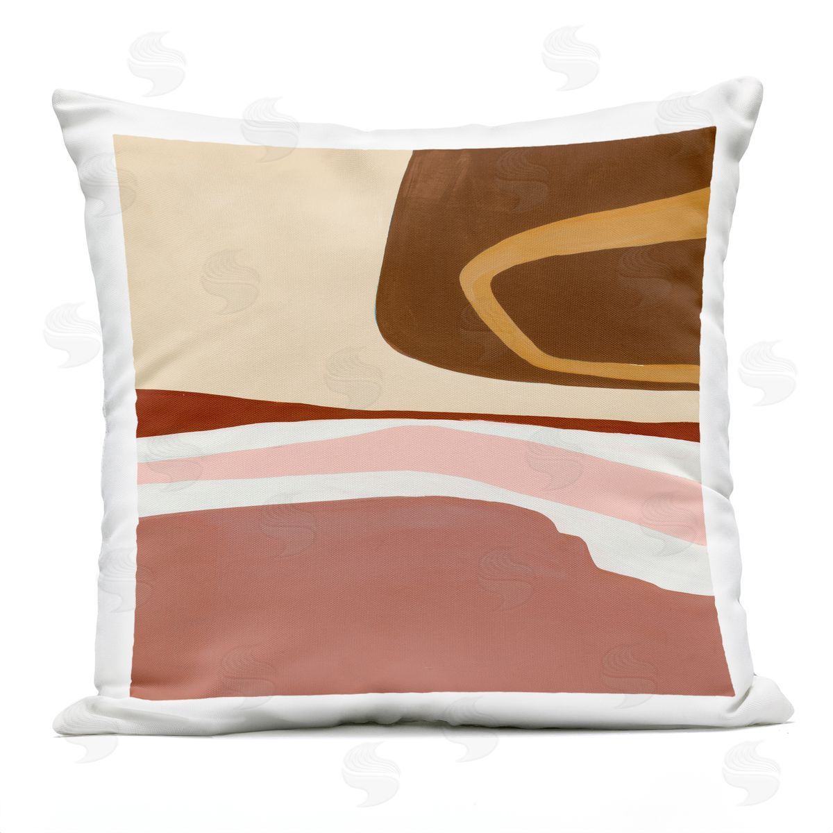 Terracotta Abstract Landscape Fluid Shape Composition Outdoor Printed Pillow, Home Decor by Ruth Fromstein