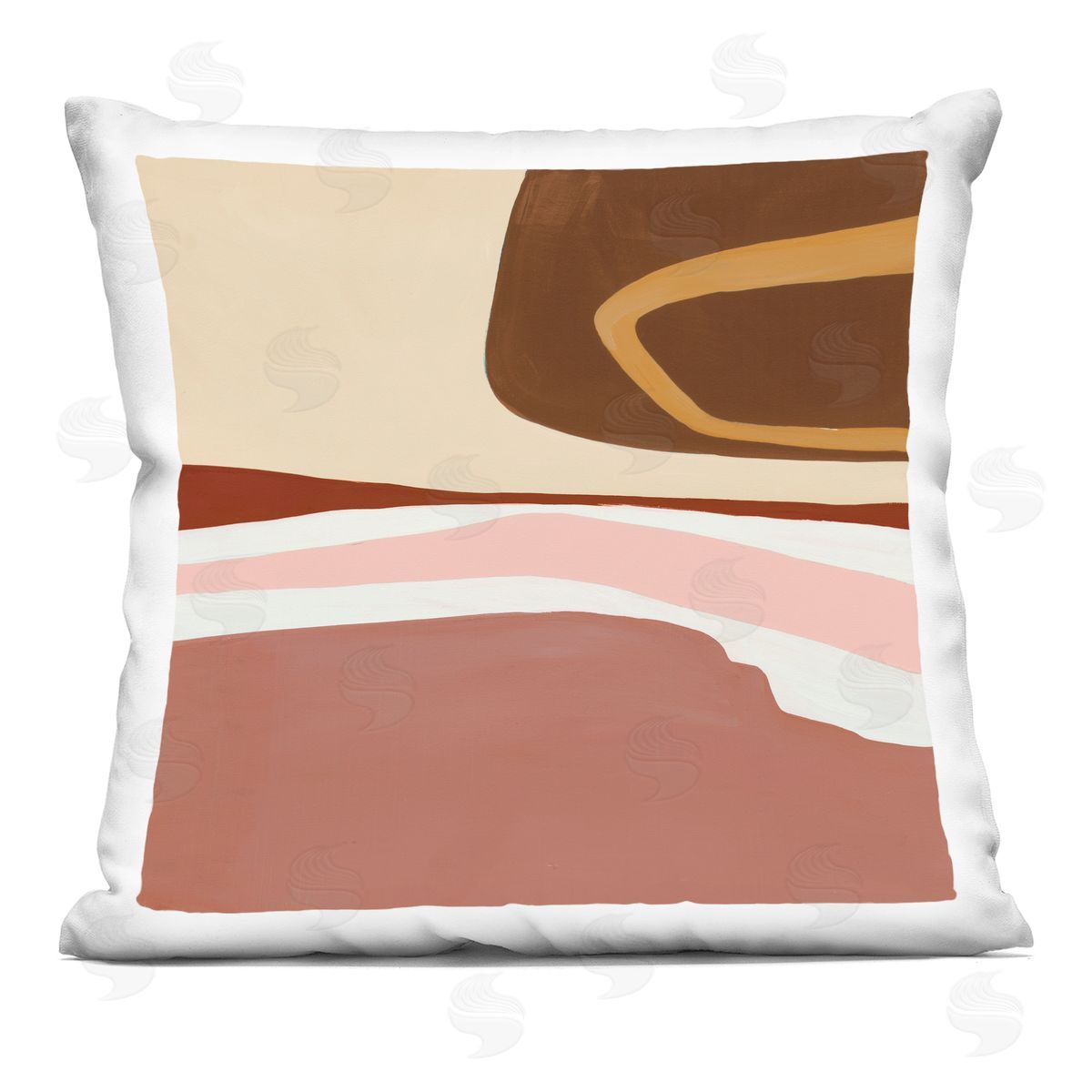 Terracotta Abstract Landscape Fluid Shape Composition Decorative Printed Pillow, Home Decor by Ruth Fromstein