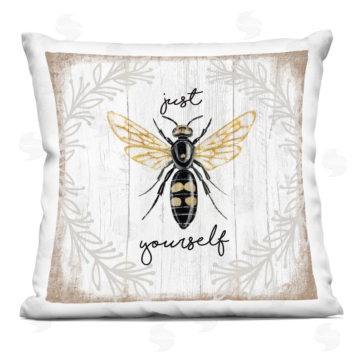 Just Be Yourself Sentiment Country Charm Bee Decorative Printed Pillow, Home Decor by Elizabeth Tyndall