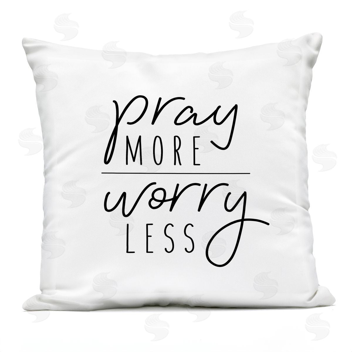 Pray More Worry Less Sentiment Minimal Text Outdoor Printed Pillow, Home Decor by Jessica Mundo
