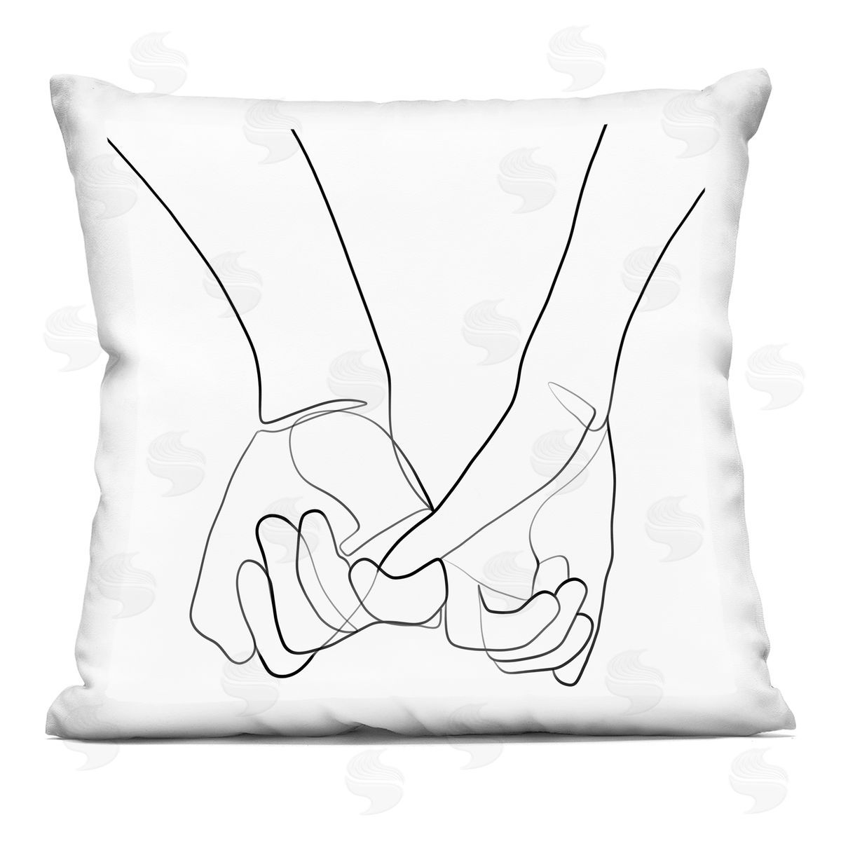 Fluid Line Abstract Couple Holding Hands Black White Decorative Printed Pillow, Home Decor by Ros Ruseva