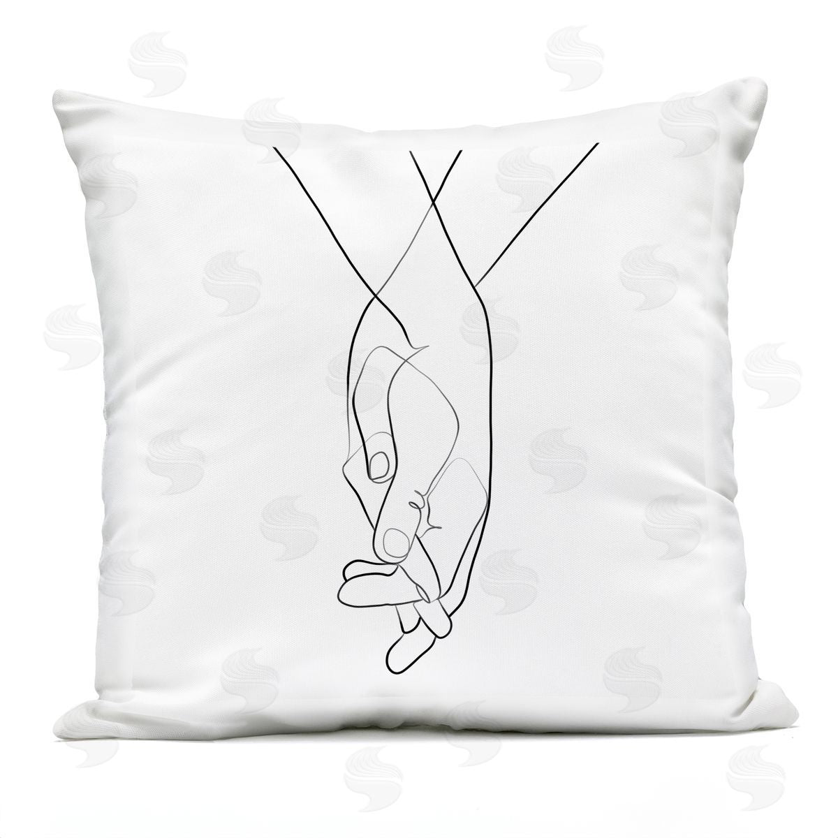 Hands Intertwined Linework Drawing Romantic Gesture Outdoor Printed Pillow, Home Decor by Ros Ruseva