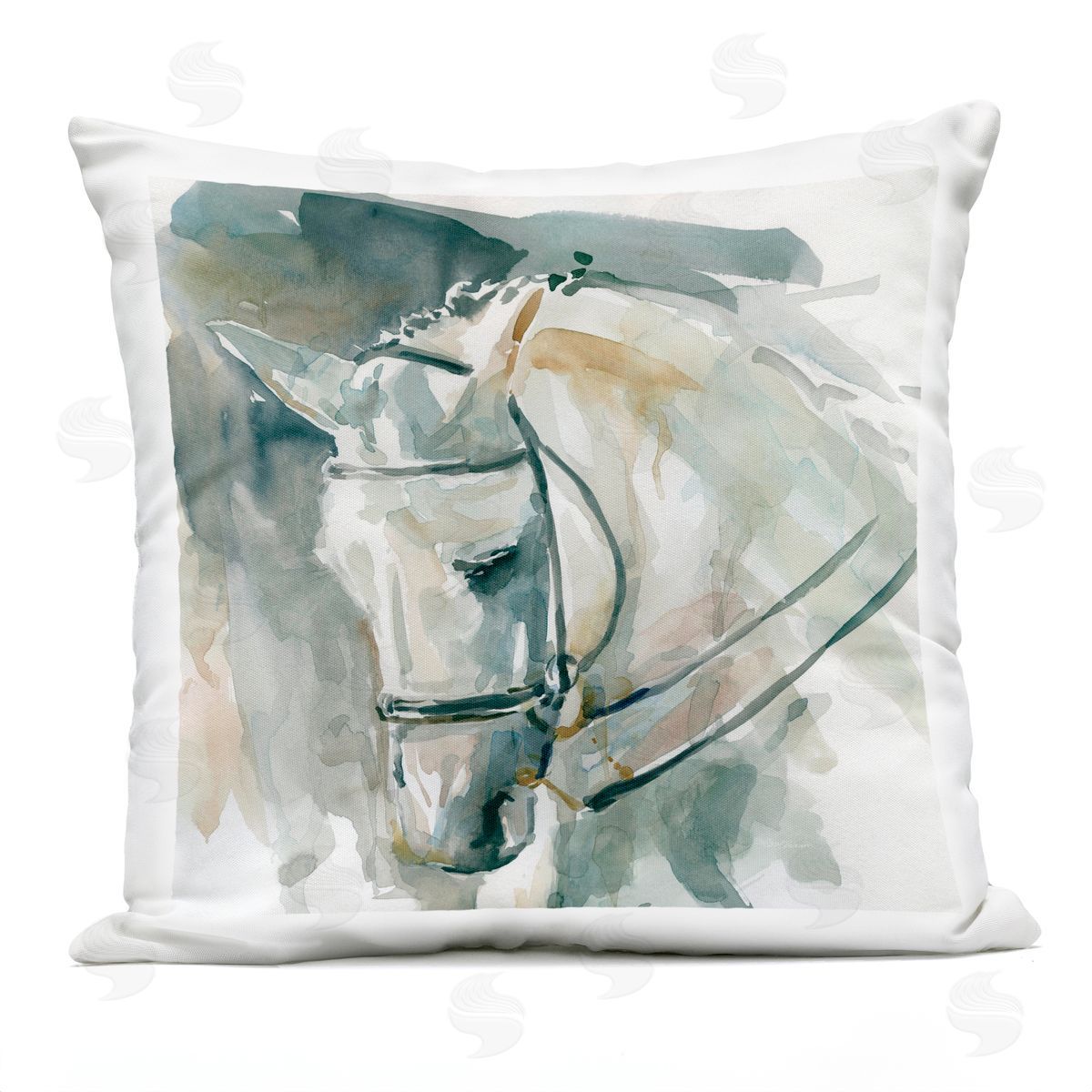 Contemporary Horse Portrait Solemn Equestrian Pose Outdoor Printed Pillow, Home Decor by Carol Robinson