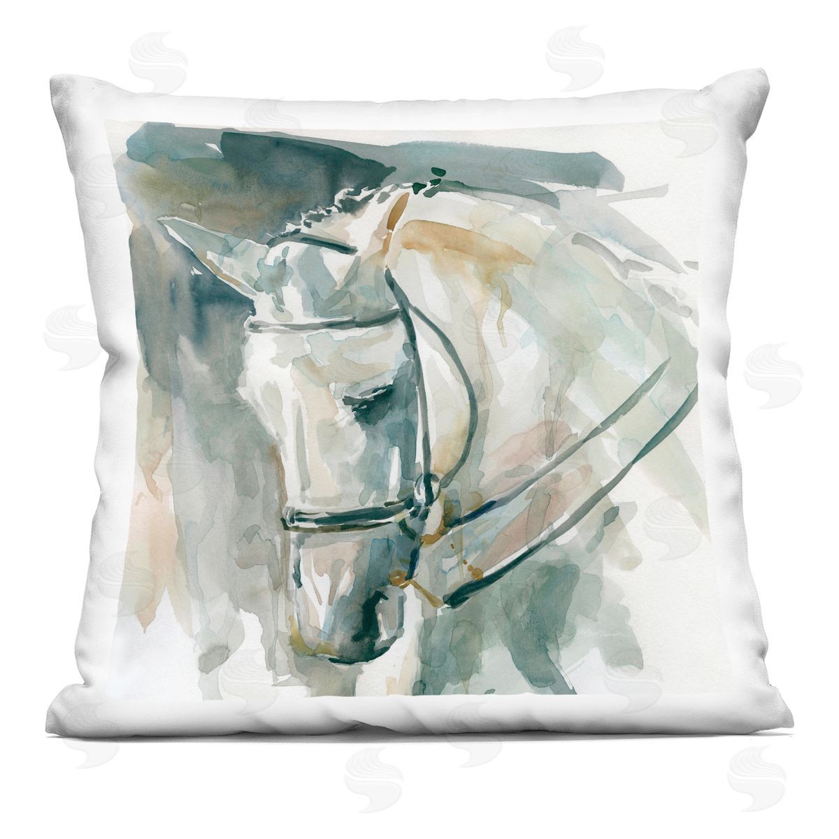 Contemporary Horse Portrait Solemn Equestrian Pose Decorative Printed Pillow, Home Decor by Carol Robinson