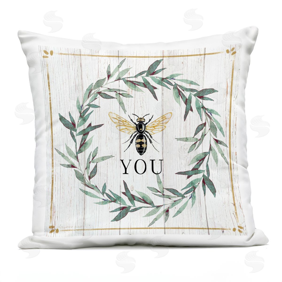 Bee You Quote Farm Floral Insect Pun Outdoor Printed Pillow, Home Decor by Elizabeth Tyndall