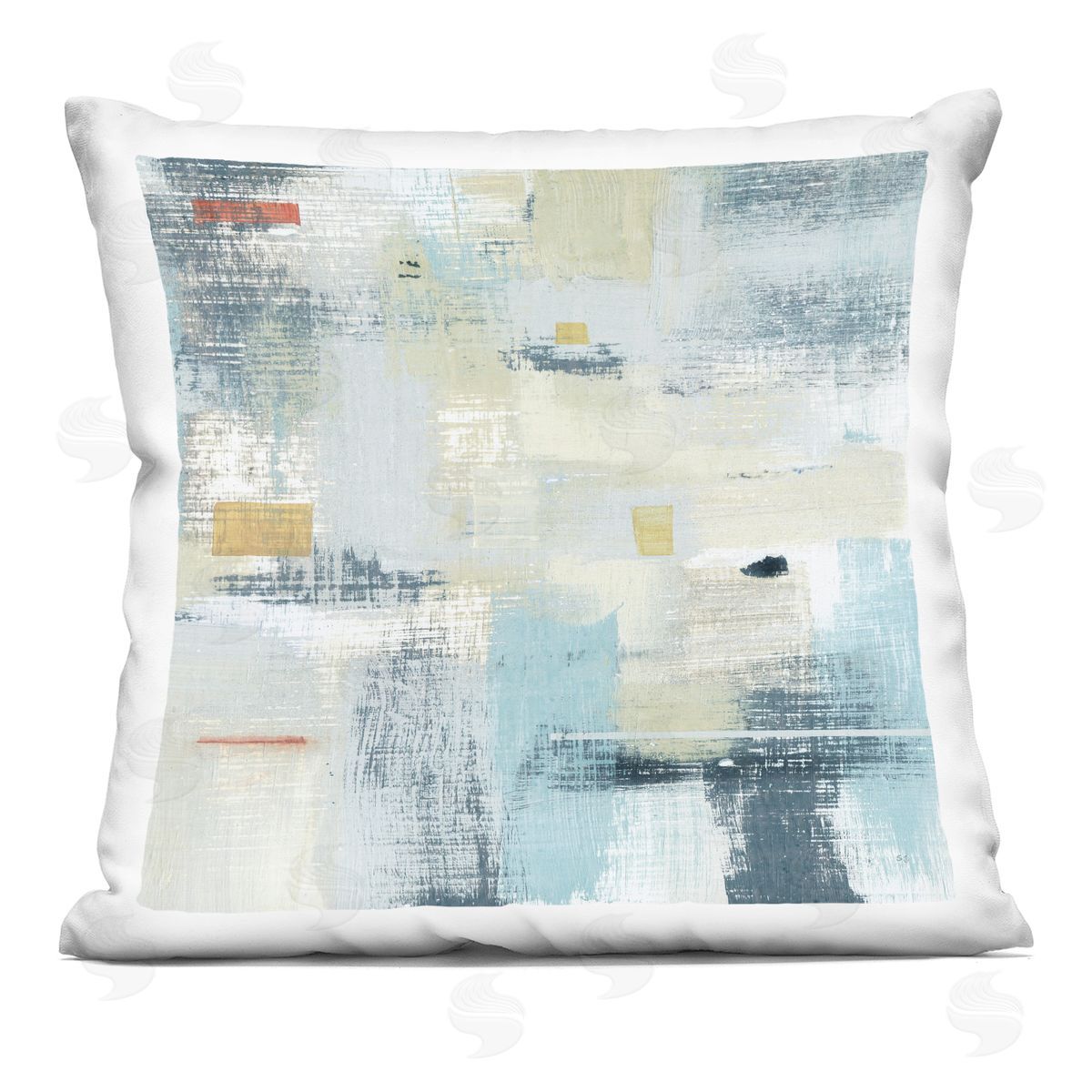Woven Paint Stroke Abstraction Blue Beige Paint Blend Decorative Printed Pillow, Home Decor by Susan Jill