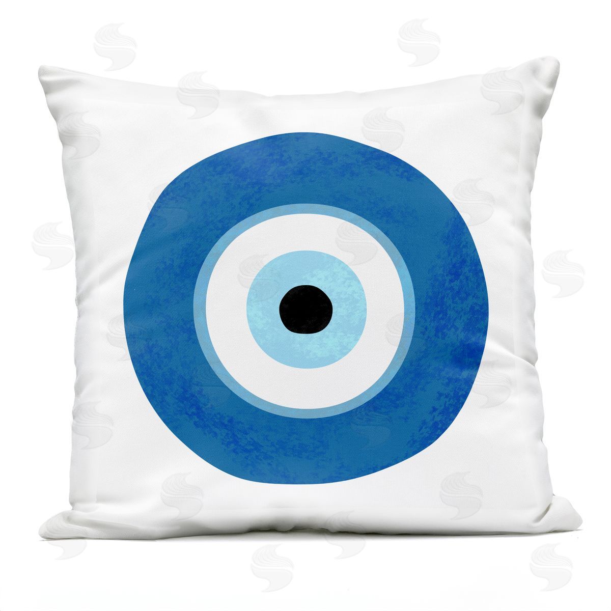 Evil Eye Centric Bold Blue Abstract Circular Shapes Printed Pillow Outdoor Printed Pillow, Home Decor by Ziwei Li