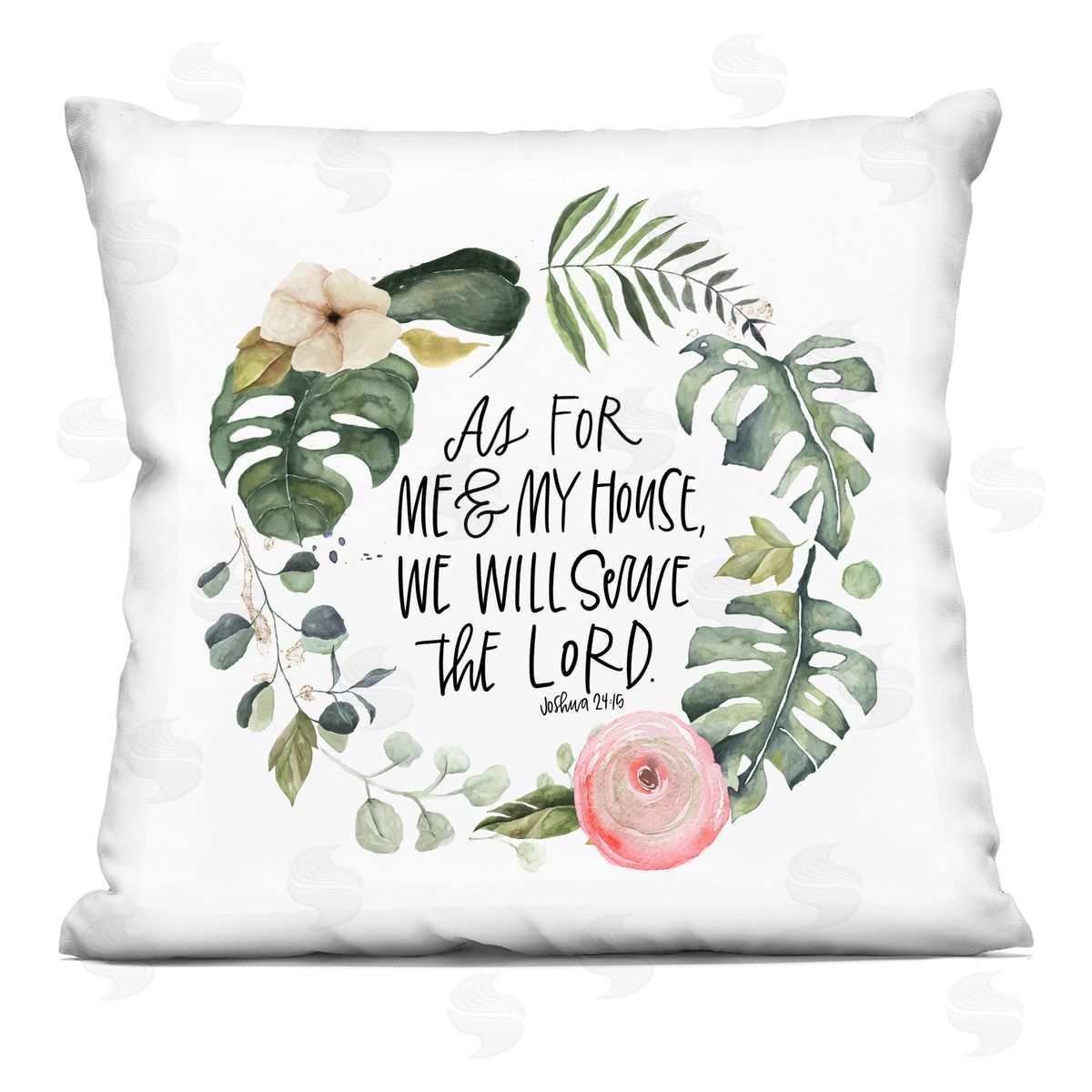 Serve the Lord Joshua 24:15 Tropical Palms Decorative Printed Pillow, Home Decor by Valerie Weiners