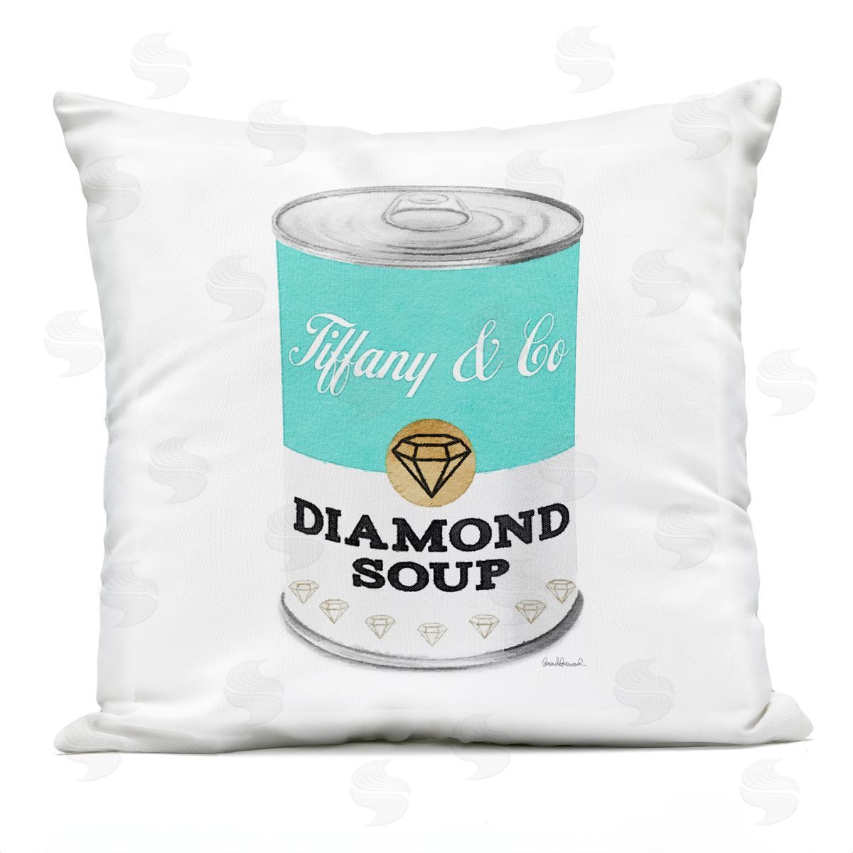 Blue Fashion Condensed Diamond Soup Glam Pop Outdoor Printed Pillow, Home Decor by Amanda Greenwood