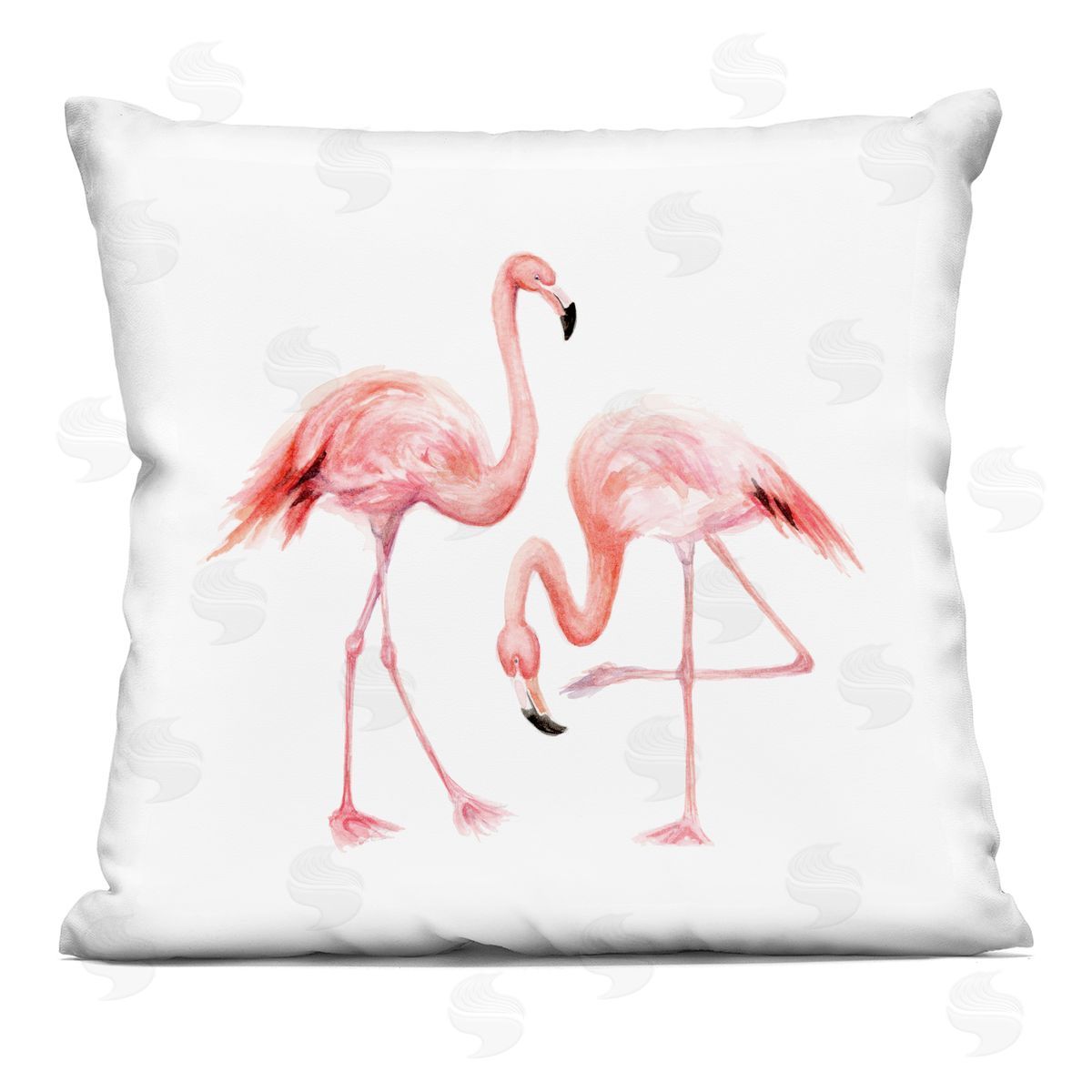 Watercolor Flamingo Pair Children's Nursery Animal Decorative Printed Pillow, Home Decor by Fox Hollow Studios