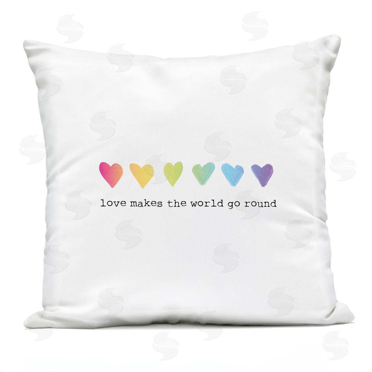 Love Makes World Go Round Rainbow Heart Ombre Outdoor Printed Pillow, Home Decor by House Fenway