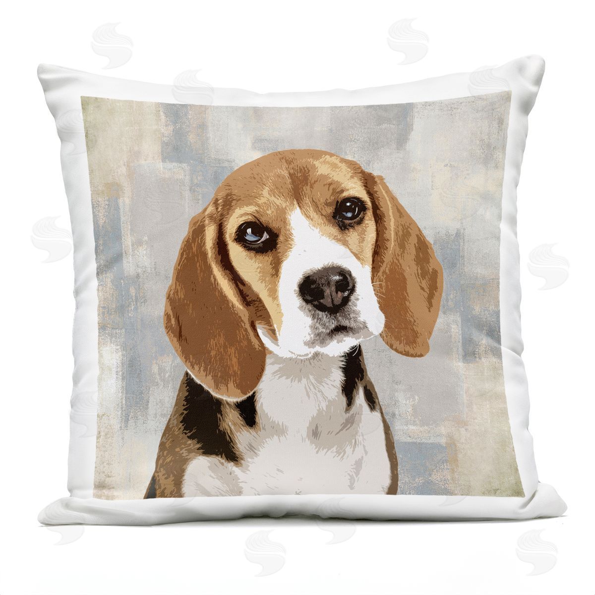 Pet Beagle Portrait Abstract Beige Pattern Outdoor Printed Pillow, Home Decor by Keri Rodgers