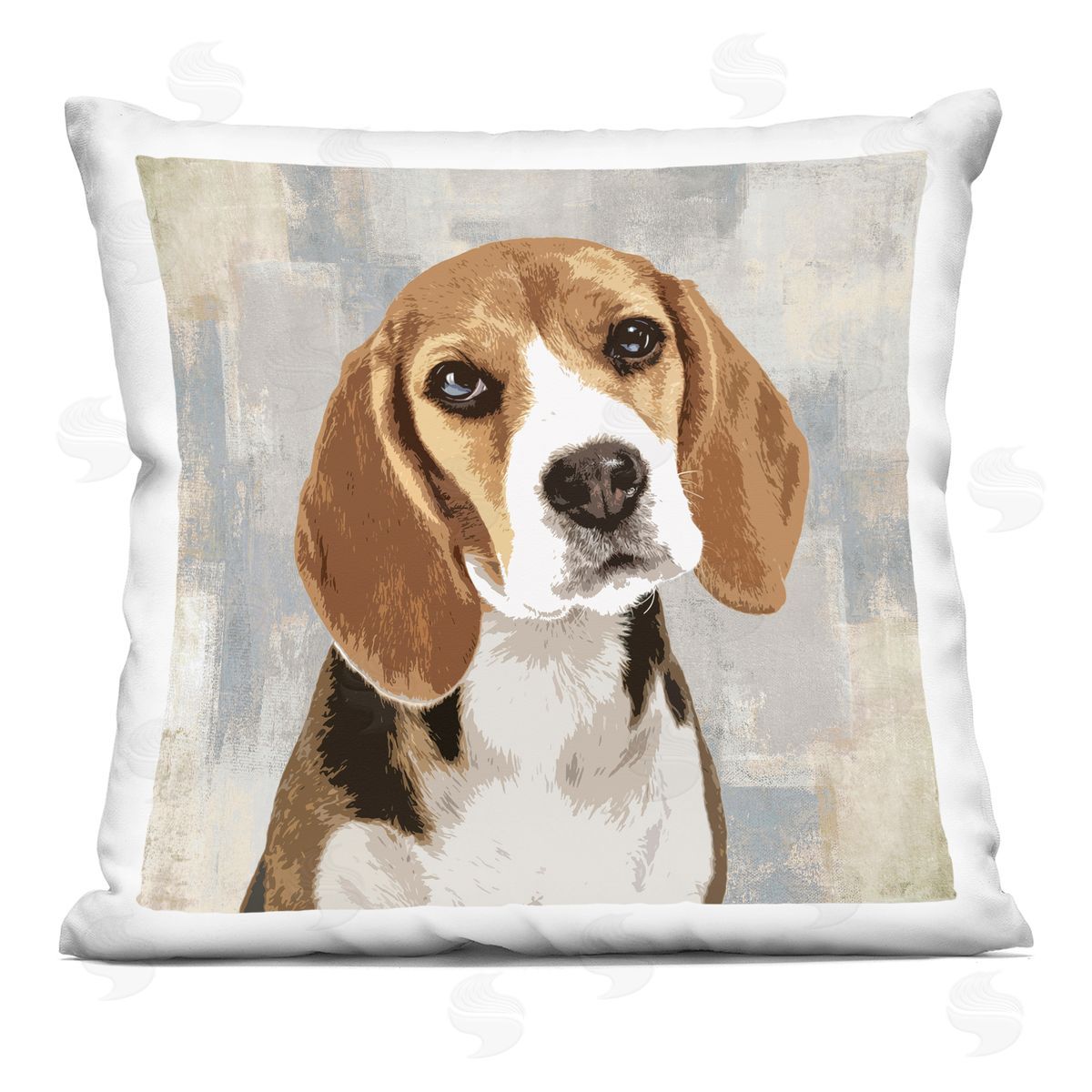 Pet Beagle Portrait Abstract Beige Pattern Decorative Printed Pillow, Home Decor by Keri Rodgers