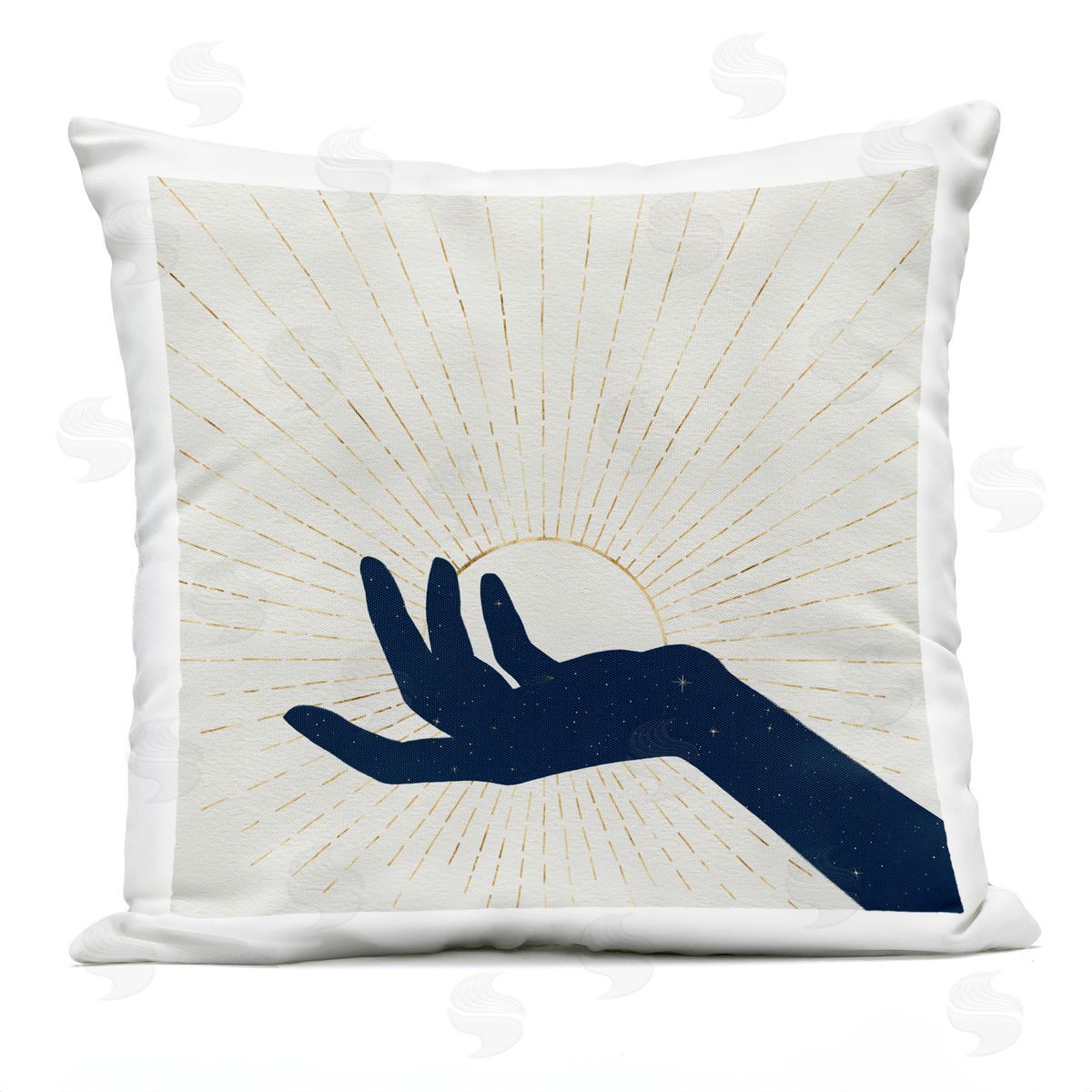 Hand Holding Sun Bohemian Chic Design Outdoor Printed Pillow, Home Decor by Grace Popp