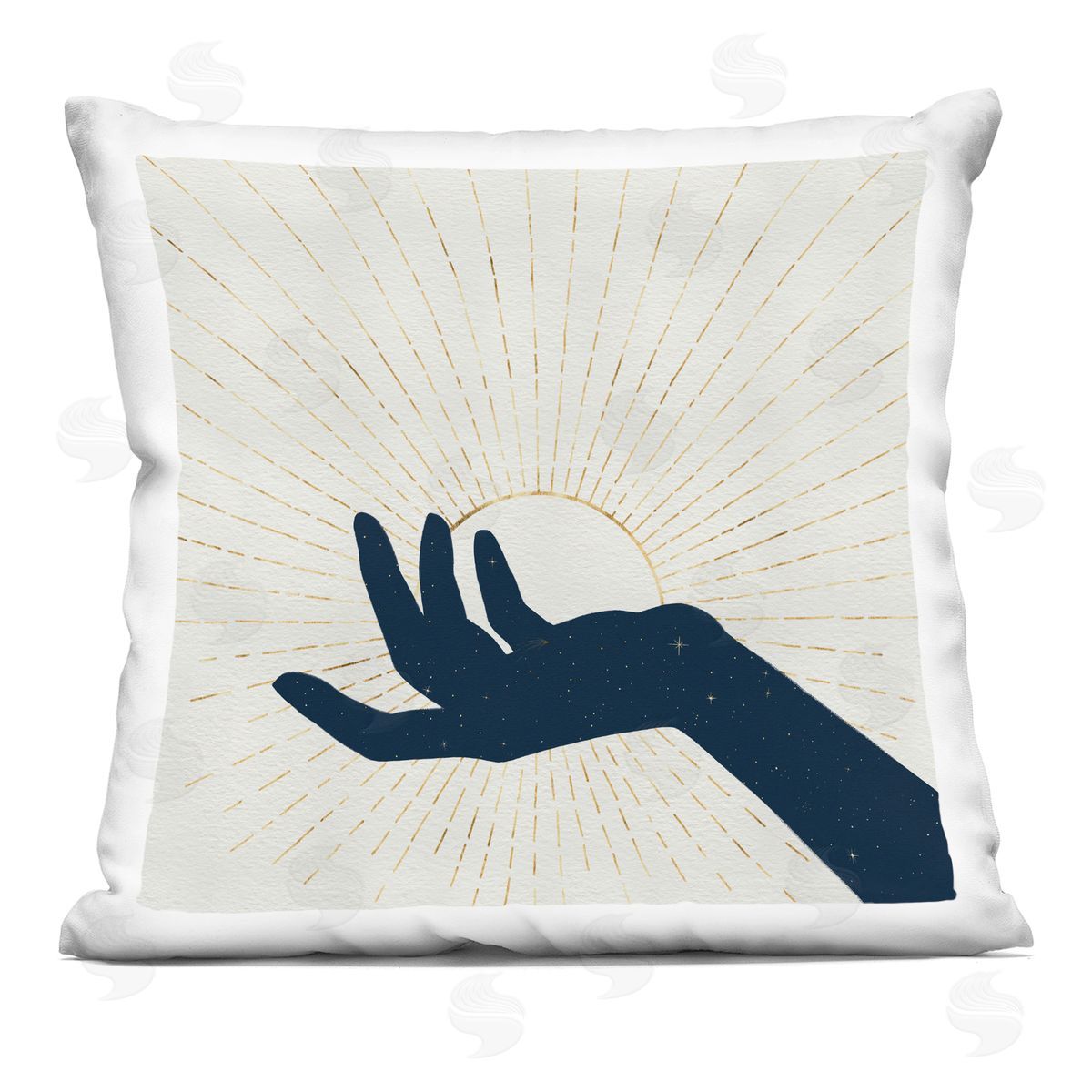 Hand Holding Sun Bohemian Chic Design Decorative Printed Pillow, Home Decor by Grace Popp