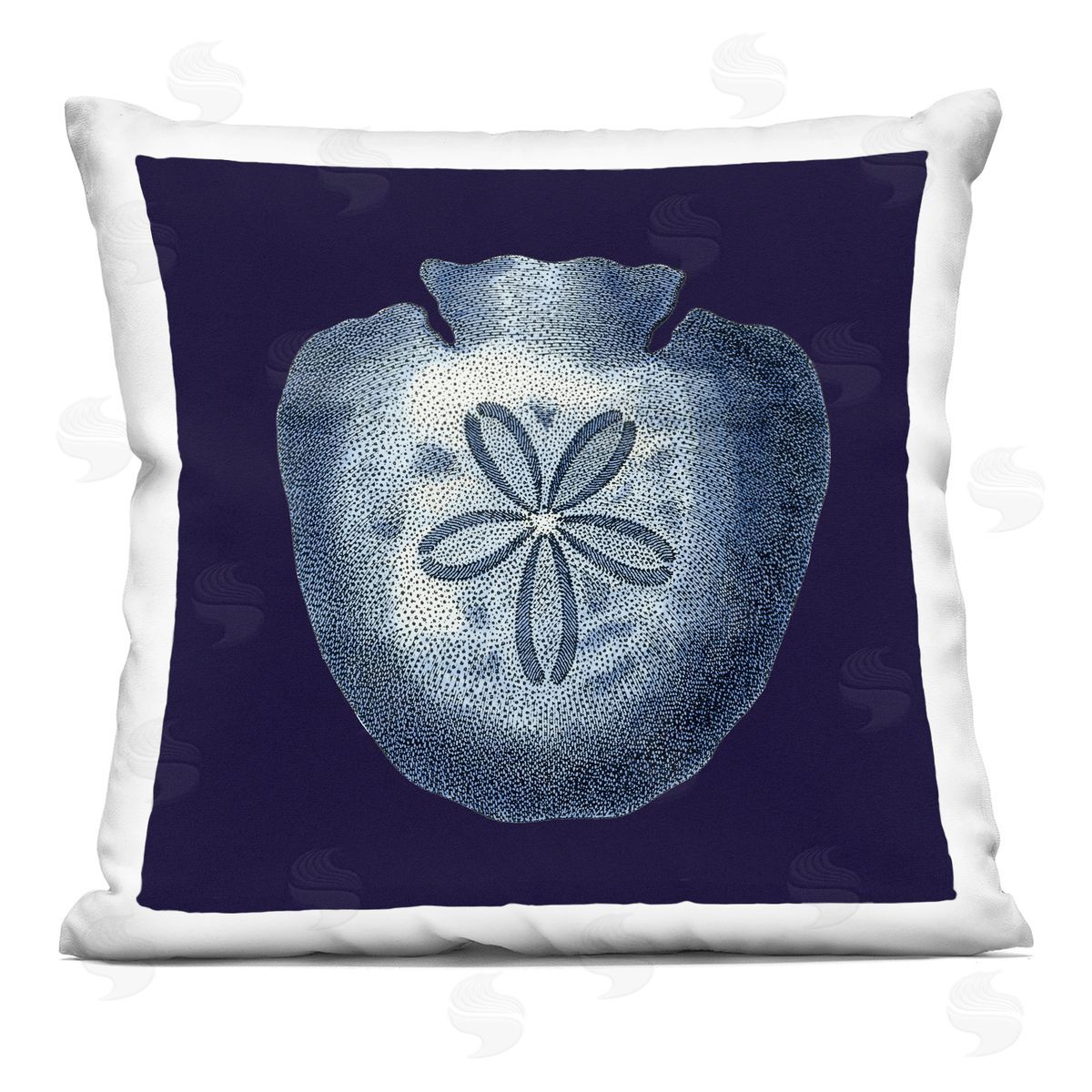 Distressed Navy and White Sand Dollar Decorative Printed Pillow, Home Decor by Vision Studio