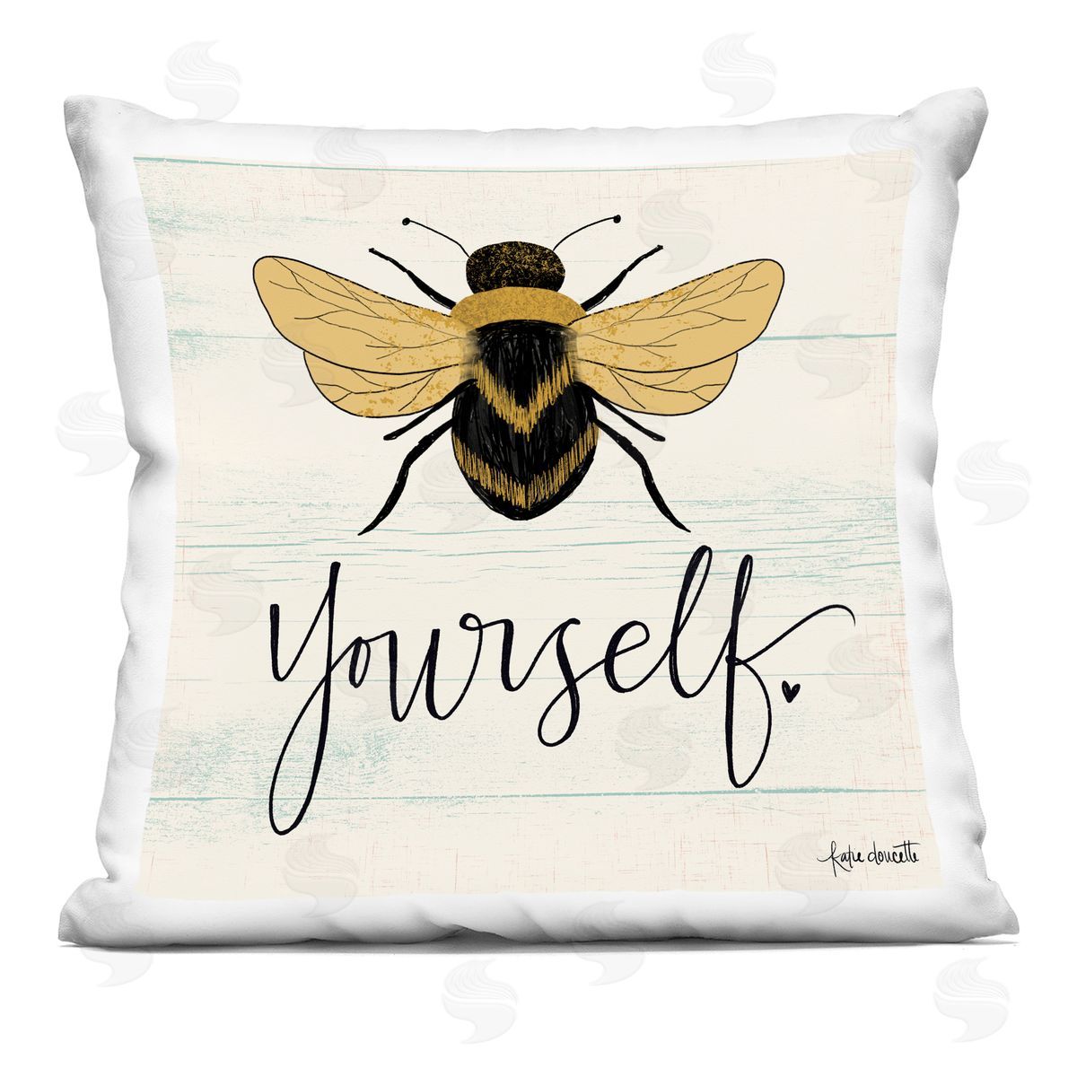Bee Yourself Yellow Green Family Word Design Decorative Printed Pillow, Home Decor by Katie Doucette