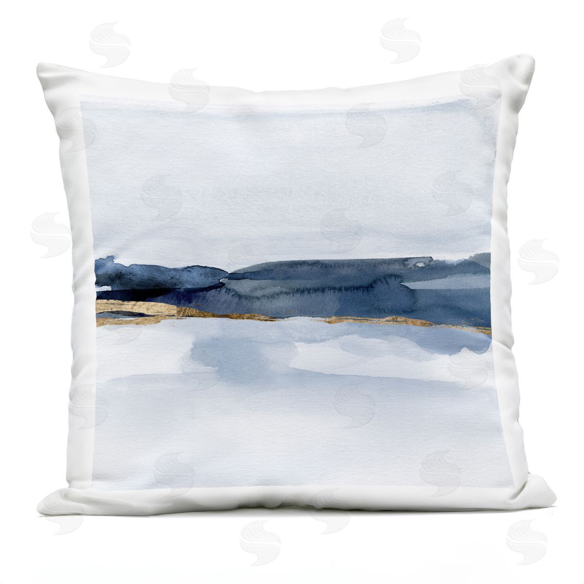 Delicate Abstract Blue Landscape Scene Outdoor Printed Pillow, Home Decor by Jacob Green