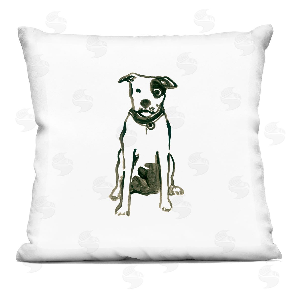 Smiling Dog Casual Animal Doodle Decorative Printed Pillow, Home Decor by June Erica Vess